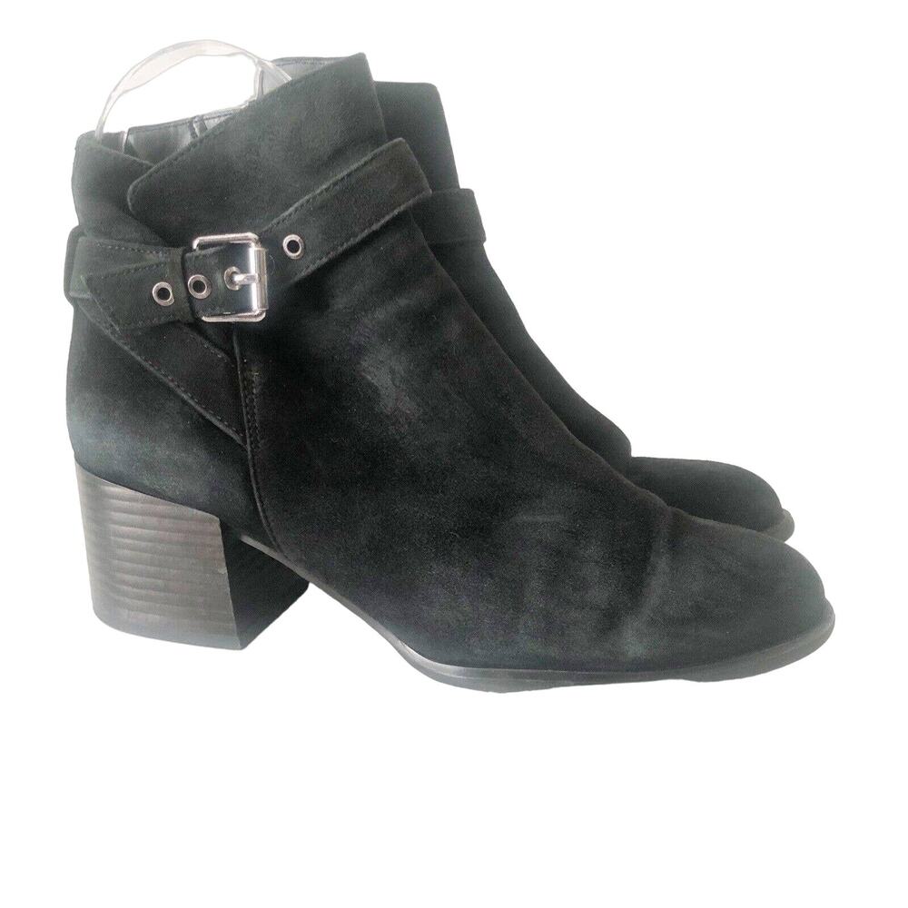 Sam Edelman Women Size 9 Jasmina Black Suede Leather Ankle Buckle Booties